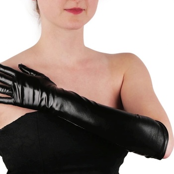 Prima-obchod Dlouhé společenské rukavice imitace latexu, černá