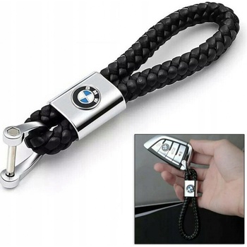 Přívěsek na klíče PLETENÝ KOŽENÝ S LOGEM BMW