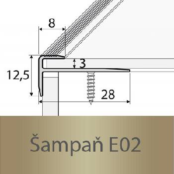 Profil Team Schodová hrana šampaň E02 1,2 m 3mm 28x12mm