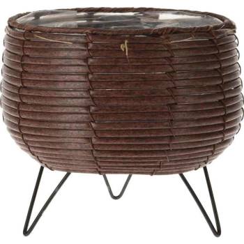ProGarden Květináč proutěný na nohách 20,5 x 19,5 cm hnědý