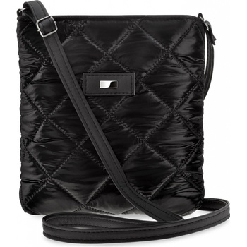 Prošívaná dámská kabelka měkká sportovní taška crossbody černá