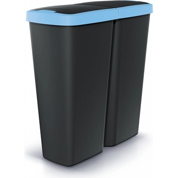 Prosperplast COMPACTA Q DUO černý se světle modrým víkem 45 l