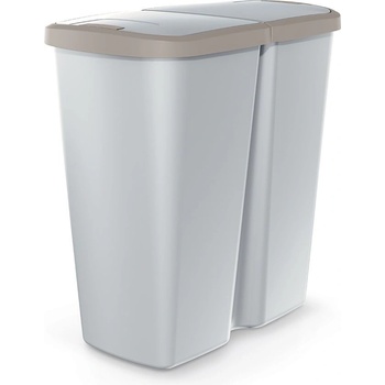 Prosperplast COMPACTA Q DUO popelavý se světle hnědým víkem 45 l