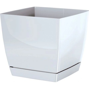 Prosperplast Květináč Coubi Square s miskou bílý 18 cm