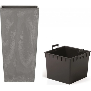 Prosperplast Květináč s vkladem URBI SQUARE BETON EFFECT 32,5 cm marengo