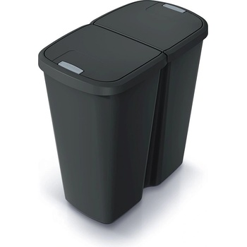 Prosperplast Odpadkový koš COMPACTA Q DUO - 45 l recyklovaná černá s černým víkem