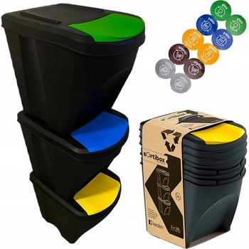 PROSPERPLAST Odpadkový koš SORTIBOX 3 x 25 l antracit