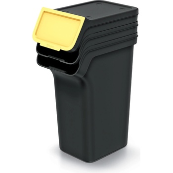 Prosperplast Odpadkový koš STACKBOX Q SET recyklovaně černý, objem 3 x 25 l