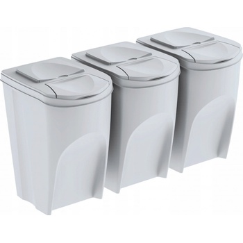 Prosperplast Sada 3 odpadkových košů SORTIBOX popelavá objem 3 x 35 L