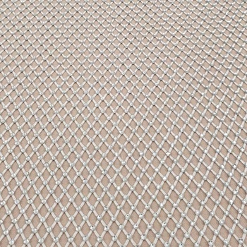 Pružná síťovina 2579-001, bílá s kamínky, š.130/150