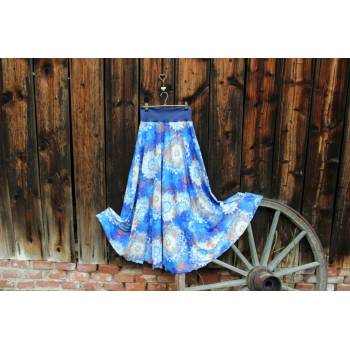 Půlkolová dlouhá sukně Mandaly krajkové modrozlaté