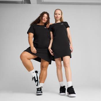 PUMA ESS SMALL NO. 1 LOGO SLIM DRESS DÁMSKÉ BAVLNĚNÉ ŠATY ČERNÉ HNĚDÁ