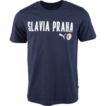 Puma Slavia Prague Graphic Tee DBLU bílá Červená triko Tmavě modrá