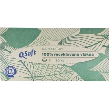 Q Soft papírové kapesníčky recyklované 3-vrstvé 80 ks