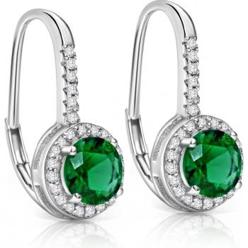 Rafity stříbrné se smaragdem a zirkony E0008KL-09