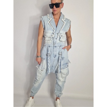 Re design džínový baggy overal Resin modré