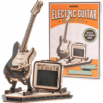 Robotime Rokr 3D dřevěné puzzle Elektrická kytara 140 ks