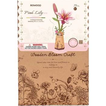 ROBOTIME Rowood 3D dřevěné puzzle Růžová lilie 73 ks