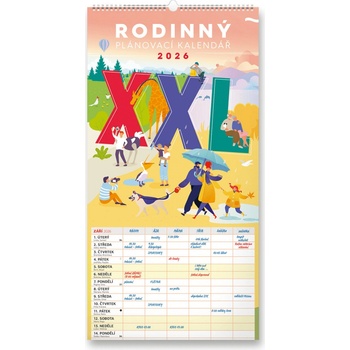 RODINNÝ PLÁNOVACÍ XXL 2026 KALENDÁŘ NÁSTĚNNÝ - 33x64