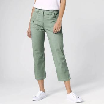 Rovné strečové 7/8 kalhoty zelenošedá