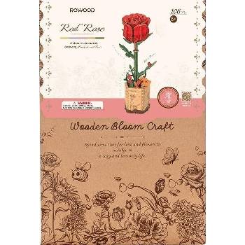 ROWOOD Dřevěné 3D puzzle Červená růže 106 ks