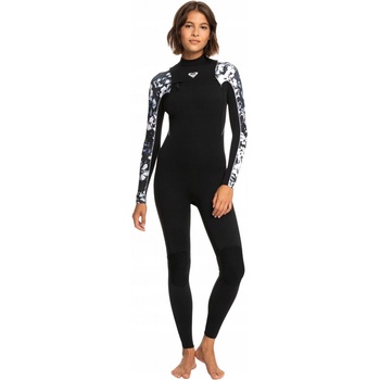 Roxy 3/2 Elite Xt St Printed Zip GBS LS - KVJ7/True Black Black Flowers