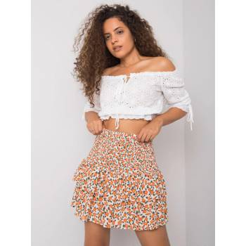 Rue Paris dámská sukně s volánem Cyndi bílo-oranžová