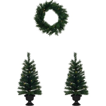 sada vánoční LED 2xstromek 90cm v květníku,1xvěnec 53cm+osvětlení ZE 767802350