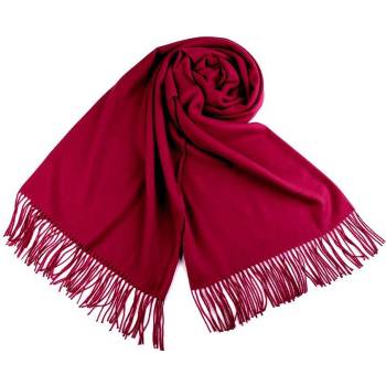 Šátek šála typu pashmina s třásněmi červená