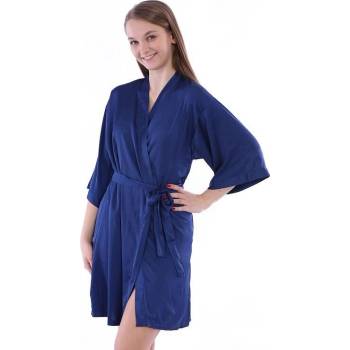 Saténový dámský župan Adela tmavě modrý