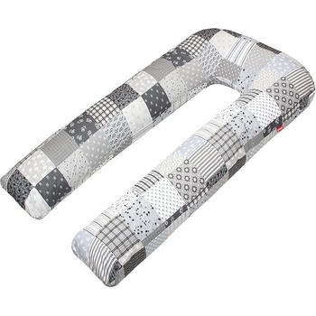 SCAMP Těhotenský polštář tvar U Patchwork šedá