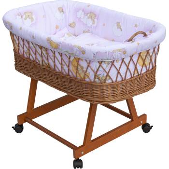 Scarlett Proutěný košík na miminko Mráček růžová