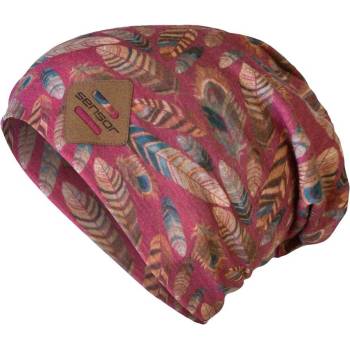 Sensor Merino čepice Impress logo lilla/feather