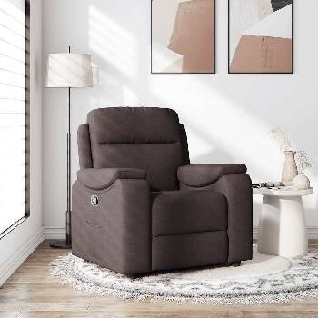 Shumee elektrické masážní polohovací křeslo tmavě hnědé textil