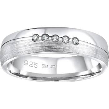 SILVEGO Snubní stříbrný prsten v provedení se zirkony pro ženy QRZLP012W