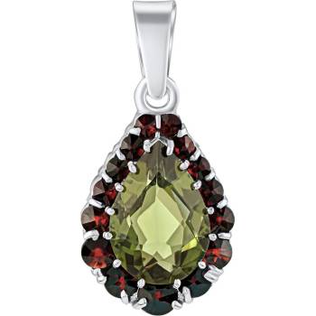 SILVEGO stříbrný přívěsek Grivela s granátem a vltavínem SILVEGOB180281SV