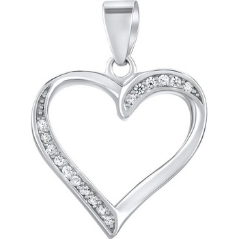 SILVEGO Stříbrný přívěsek Srdce s čirými zirkony LPS2091