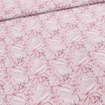 Směsové plátno LONETA, starorůžová tráva na režné, š.140cm (látka v metráži)