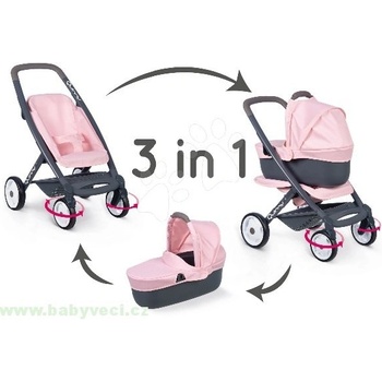 Smoby hluboký a sportovní Maxi Cosi & Quinny 3v1 pink powder