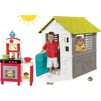 Smoby Set domček Jolie modrý s 3 oknami a 2 žalúziami +kuchynka Chef Pro Cook s pultom a doplnkami SM810708-8