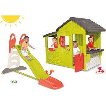 Smoby set domeček Zahradník Neo Floralie s kuchyňkou a skluzavka Toboggan XL s dvojitou vlnou a vodou 310300-16