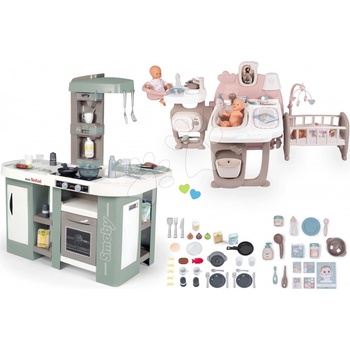 Smoby Set kuchyňka elektronická s bubláním Tefal Studio Kitchen XL Bubble 360° a domeček pro panenku trojkřídlý