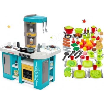 Smoby Set kuchyňka elektronická Tefal Studio 360° XL Bubble a 100dílná souprava ovoce, zeleniny a potraviny s nádobím