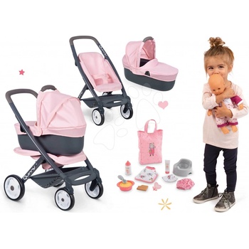 Smoby Set trojkombinace Powder Pink 3in1 Maxi Cosi & Quinny s panenkou a doplňky