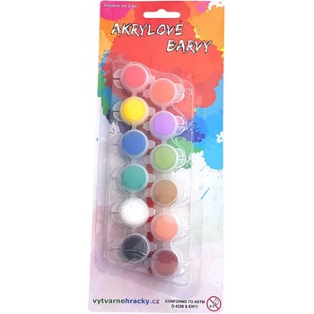 SMT Creatoys akrylové barvy 12ks se štětcem na kartě 11x26,5cm