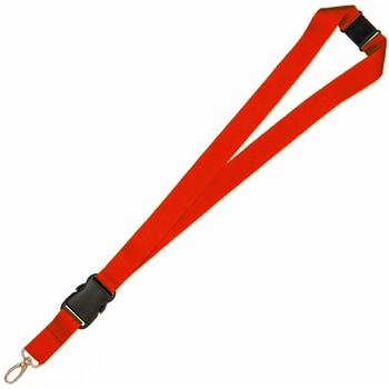 šňůrka na krk s odnímatelnou koncovkou a klipem červená