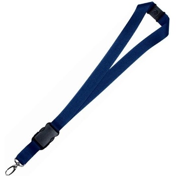 šňůrka na krk s odnímatelnou koncovkou a klipem tmavě modrá