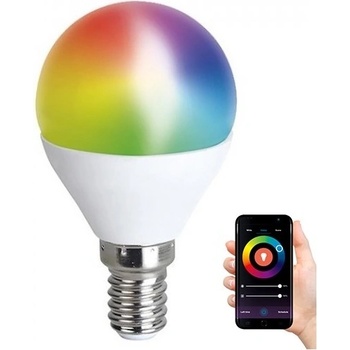 Solight Chytrá WiFi žárovka LED miniglobe E14 5W RGB