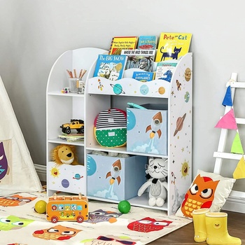 SONGMICS Dětský regál na knihy a hračky vesmírné motivy 93x100x30cm