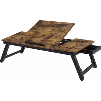 Songmics Stolek na notebook do postele, skládací, rustikální hnědá, šířka 71 cm LLD110B01
